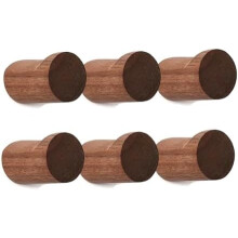 Lot de 6 crochets muraux en noyer noir naturel