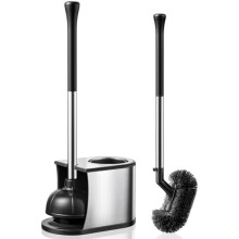 Ensemble ventouse et brosse de toilette en acier inoxydable