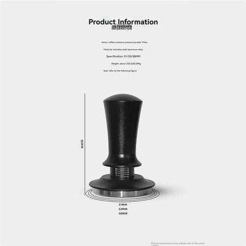 53mm Coffee Tamper Adjustable Constant Force Powder Tamper Espresso Thread Tamper Powder Press Hammer with Scale