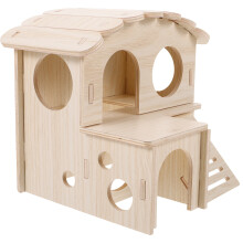 2Stk Hamster Aus Holz Mit Doppelstock Und Hellgelb
