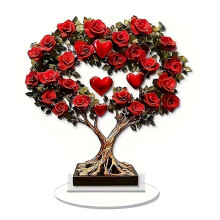 Acrylic Ornament Valentine's Day Rose Heart-Tree Romantic Decoration for Table Shelf Desk and Gift Giving
