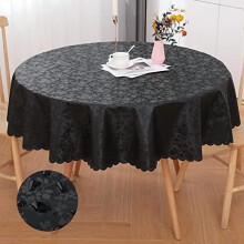 Rond tafelkleed, waterdicht, extra stevig vinyl, afwasbaar en wasbaar tafelkleed voor keuken en eetkamer (zwart, 152 cm rond)