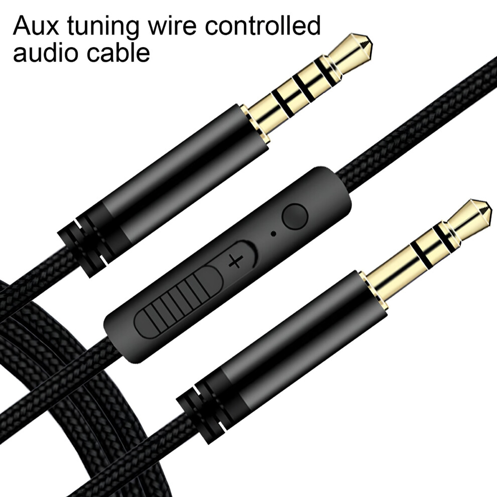 Audio Cable Plated Volume Control 3.5Mm To 3.5Mm Male To Male Speaker Line Aux Cord With Mic For Headphone Gold 9180479149330