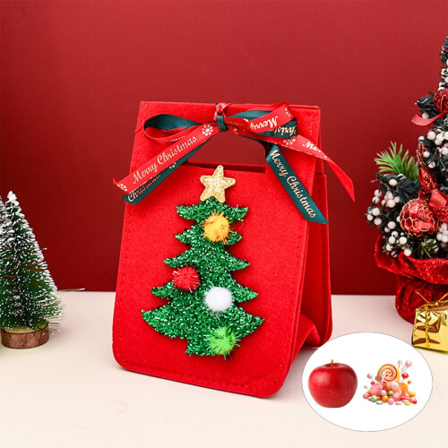 Weihnachtsgeschenktüte, rot, Polyester, 17 x 12 cm, mit Henkel 1