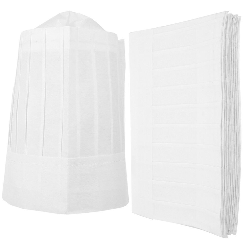 100Pcs White Disposable Paper Chef Hats For Home Cooking 3662892015769
