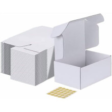 Cutii de transport 9x6x4inch, pachet de 25, cutie de carton ondulat albă pentru expediere, ambalare literatură, pliant
