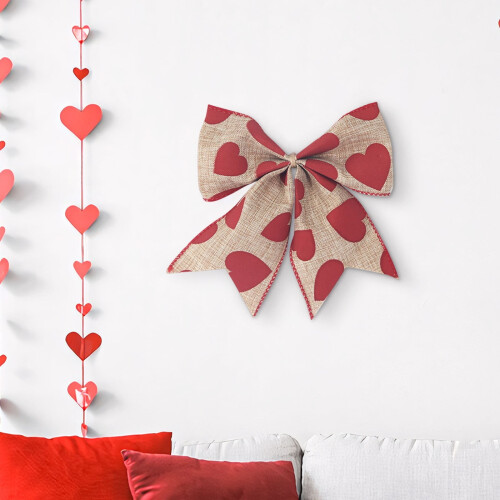Valentijnshartstrik, rode polyester kransstrik