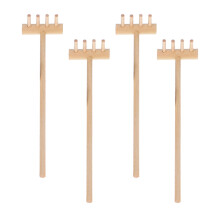 Khaki Mini Wooden Rake For Craft Supply 4Pcs 5.9X1.5X0.8In