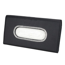 Porta-lenços de couro PU para quebra-sol de carro, acessório automotivo feminino para carro, caminhão e SUV com strass.