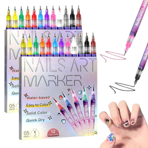 12-farbiges Nageldesign-Marker-Set