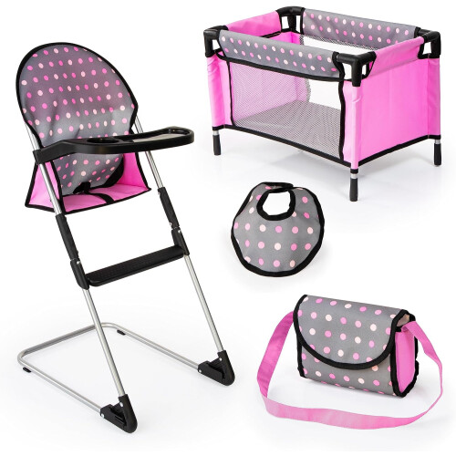 Conjunto de cadeira alta e berço para bonecas de 45 cm (18 polegadas)