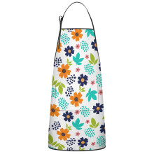 Pioneer Flower Cotton Linen Apron with Pockets 33x27 Inch