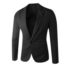 Blazer for Men Single Button Solid Color Casual Business Suit Fashion Work Office Blazer Top Jacket Black 3XL