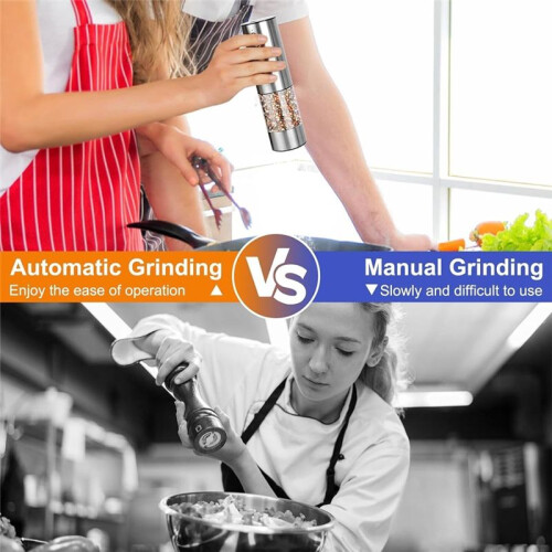 Electric Salt and Pepper Grinder Rechargeable Automatic Pepper Mill with Adjustable Coarsenes with LED Light-B 1
