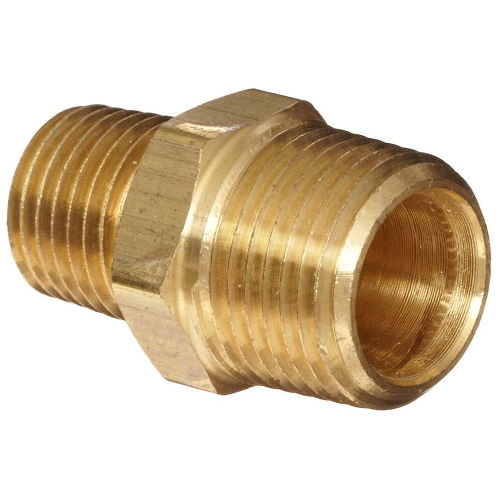 Brass Reducing Hex Nipple 1/2" To 3/8" 9104899455048