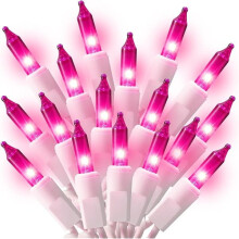 Mini luci a stringa rosa, 6,4 m, 100 LED, con spina