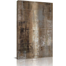 Abstract Canvas Wall Art Print, Rustic Grey-Brown, 12x18 in