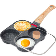 4-Cup Non-Stick Egg Pan with Divided Sections – Aluminum Omelette Skillet, Compatible with Induction/Gas Stoves