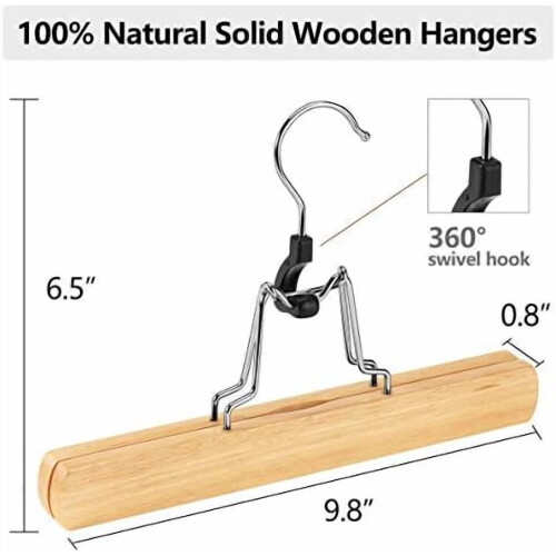 Hosenbügel aus Naturholz mit Clips, 12er-Pack 2