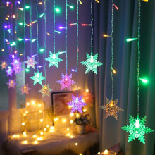 LED Window Curtain Lights, 13 Ft Snowflakes Fairy Lights Snowflake Lights for Home, Church, Wedding, Birthday (Snowflakes-Multicolor)