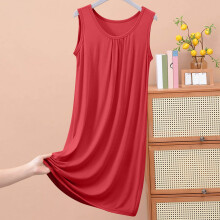 Nightgown for Women Loose Crew Neck Tank Nightshirt Sleeveless Sleepwear Solid Color Pajama Dress