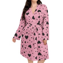 Női bordázott köntös megkötővel, plus size