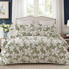 Couvre-lits imprimés réversibles, format queen, extra doux, style bohème, à motifs floraux et feuilles, ensemble de literie léger pour lit