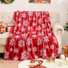 Christmas Throw Blanket for Couch, Soft Fuzzy Cozy Blankets for Winter, Red Snowflakes Patternt Decoration Blanket, 60x80 Inches