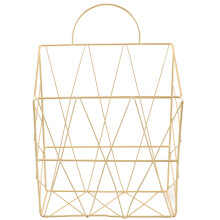 Golden Iron Storage Basket 1Pack 12.8X8.9X3.9In Geometric Wire Design