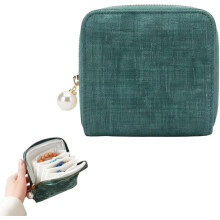 Velvet Jewelry Zippered Pocket Case for Travel – Organizes Earrings, Rings, Necklaces (Green)