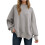 Oversized-Weihnachtspullover für Damen, weicher Strickpullover, lässiges Langarm-Tunika-Top, Rundhalsausschnitt, geschlitzter Saum, 1