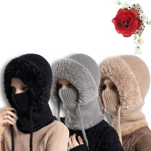 3-i-1-lue med skjerf og maske, Averageon3-i-1-lue for kvinner, varm hørselvern med balaklava og hettegenser