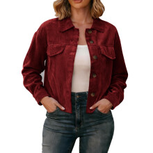 Kukoosong Casual bomberjack voor dames, lichtgewicht kort varsity-jack, modieuze effen kleur, reverskraag, knoopsluiting, windjack met zakken