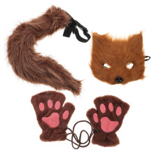 4Sets Fox Kostüm Zubehör Mit Braunen Handschuhen Maske
