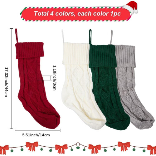 Weihnachtsstrümpfe, grob gestrickt, Größe L, 4 Farben 1
