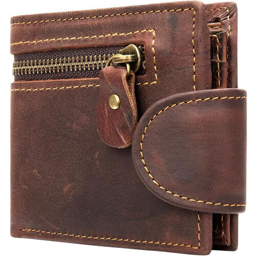 Herren-Geldbörse aus Leder mit RFID-Schutz, braun