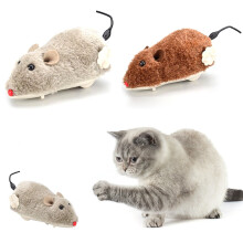opvise Husdjur Hund Katt Plysch Rolig Leksak Mus Djur Clockwork Wind Up Running Play Present Slumpmässig Färg