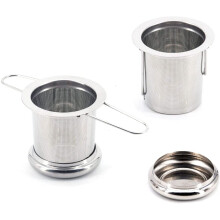 Infuseur à thé extra fin en acier inoxydable, poignée pliable avec couvercle, compatible avec tasses/mugs/théières (1 pièce)