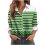 Camicetta da donna a maniche lunghe a righe con risvolto, verde, taglia 3XL 1