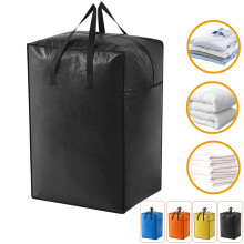 1 pak grote verhuisdozen met ritssluiting en handvat, stevige opbergdozen voor ruimtebesparing, oranje, 100 liter
