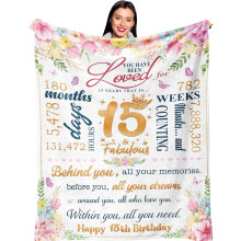 Cadeaux d'anniversaire Sweet15 pour adolescentes – Couverture unique et tendance (60 x 50 cm), idéale pour les jeunes filles