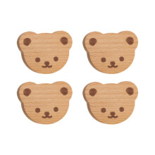 Lot de 4 poignées de placard, de commode et de tiroir pour chambre d'enfant (motif ours).