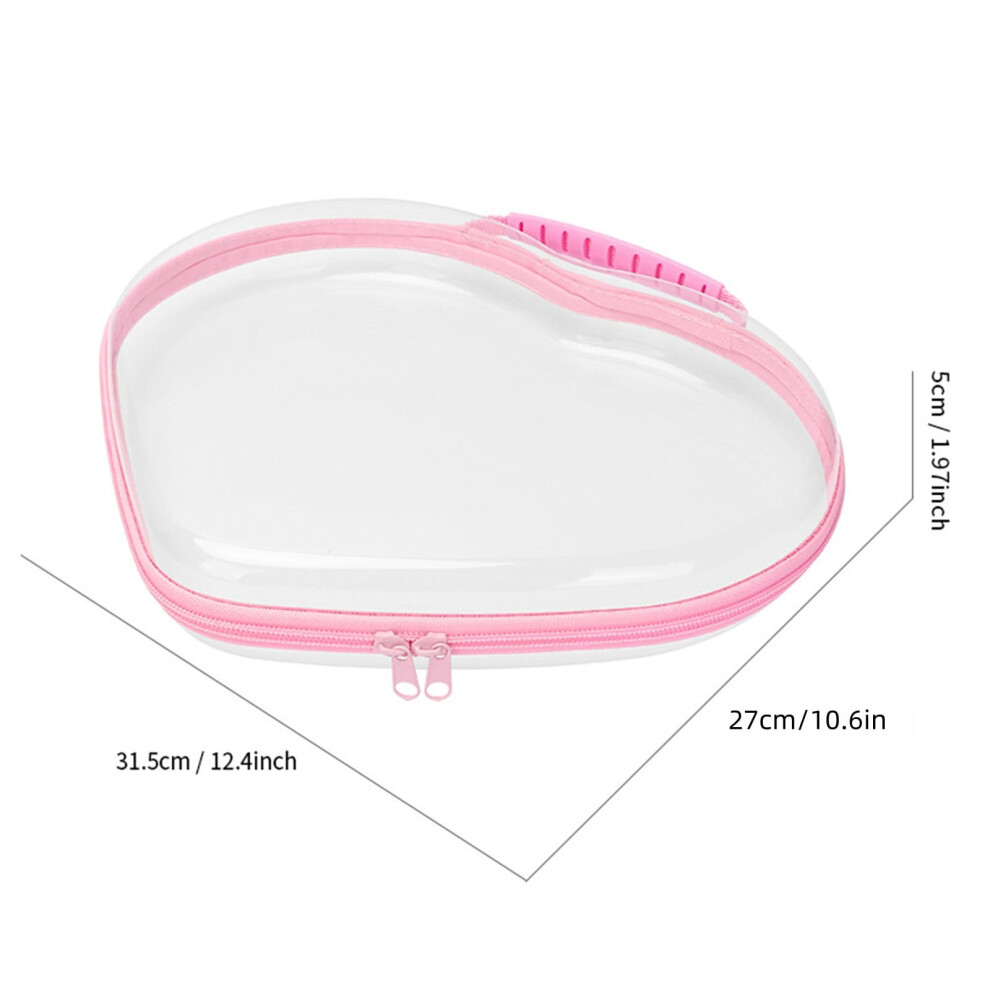 Yurqghjb Heart Shaped Makeup Bag, Cute Clear Hard Shell Case, Valentine's Gift for Her (L)