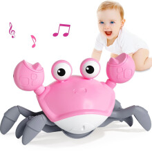 Krypande krabba babyleksak med musik och LED-ljus – Montessori magleksak kompatibel med åldrarna 0-36 månader, födelsedagspresent till småbarn
