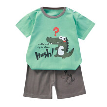 Conjuntos de ropa de verano para bebés y niños pequeños: tops de manga corta con estampado de dibujos animados y pantalones cortos estampados (2