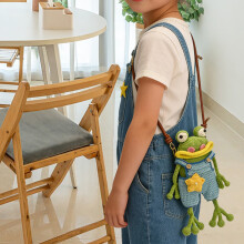 Bolso bandolera de ganchillo hecho a mano con forma de rana de boca grande, monedero de punto con forma de animal con boca de salchicha: funda para