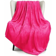 Fleece plaid voor op de bank of fauteuil, 300 g/m² superzacht en warm, felroze, geschikt voor alle seizoenen, behaaglijk, zacht en lichtgewicht, 127