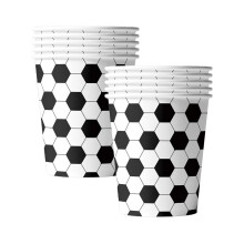 Gobelets en papier jetables (10 pièces) sur le thème du football, parfaits pour les fêtes, les boissons et un usage quotidien comme décoration.