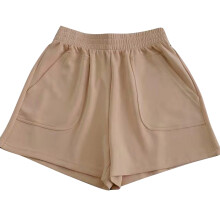 Shorts femininos casuais de verão, confortáveis, com cintura alta elástica, para corrida, com bolsos, na cor café. Shorts femininos casuais e