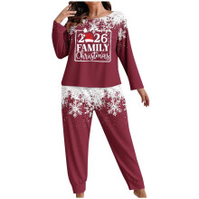Tacar Pitseámaí Nollag Mórmhéide do Mhná, Tacar Lounge Lomra Flanail le Prionta Saoire, Bríste Muinchille Fada, XL-5XL, Ag luí leis an